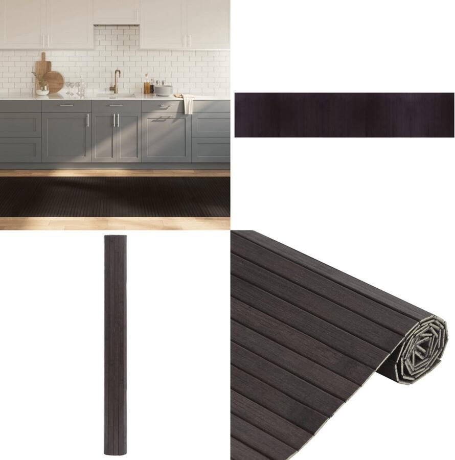 VidaXL Vloerkleed rechthoekig 100x500 cm bamboe donkerbruin Vloerkleed Vloerkleden Tapijt Vloerbedekking