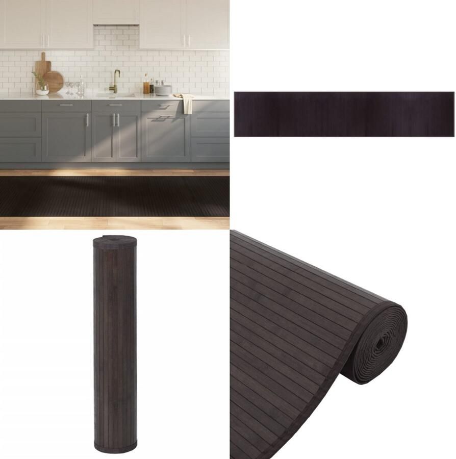 VidaXL Vloerkleed rechthoekig 100x500 cm bamboe donkerbruin Vloerkleed Vloerkleden Tapijt Vloerbedekking