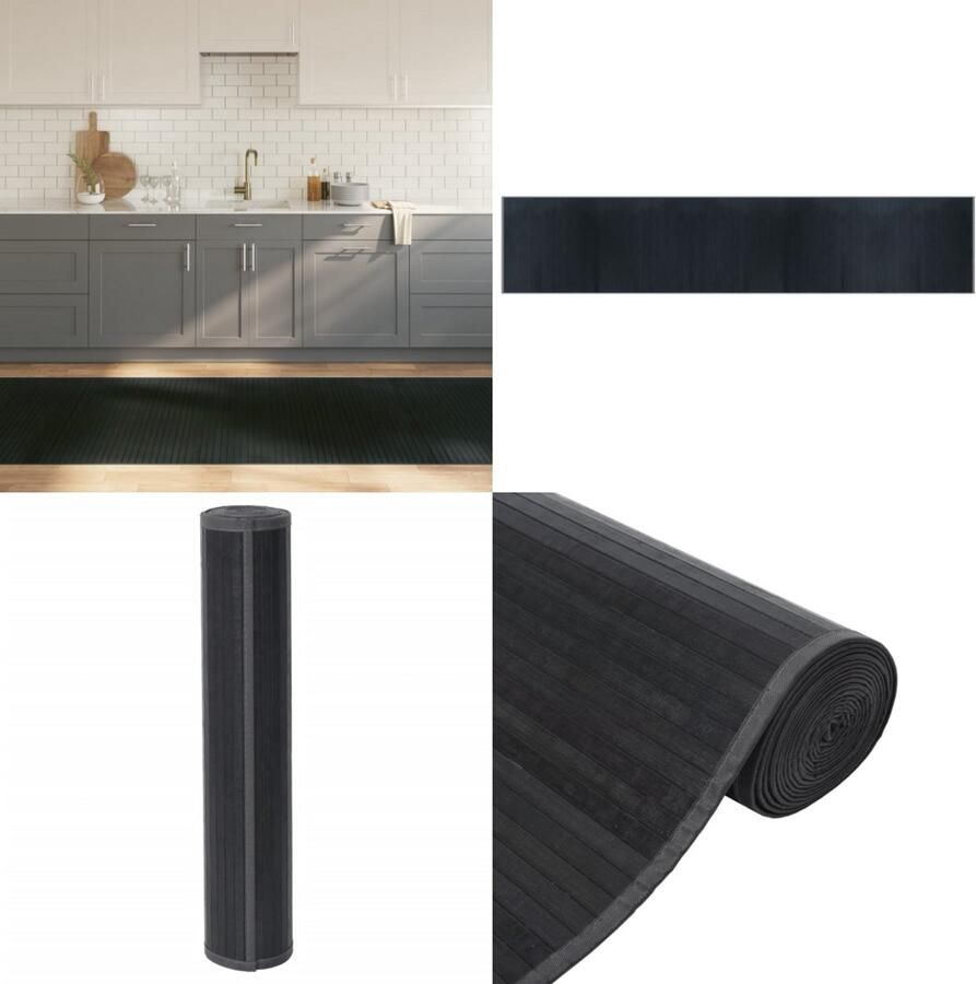 VidaXL Vloerkleed rechthoekig 100x500 cm bamboe grijs Vloerkleed Vloerkleden Tapijt Vloerbedekking