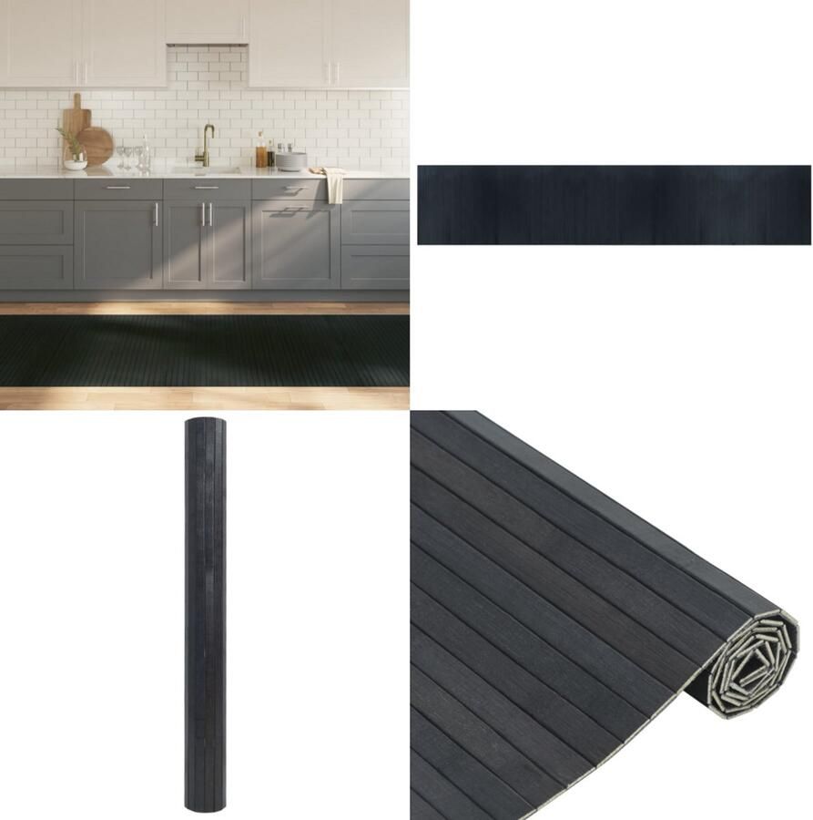 VidaXL Vloerkleed rechthoekig 100x500 cm bamboe grijs Vloerkleed Vloerkleden Tapijt Vloerbedekking
