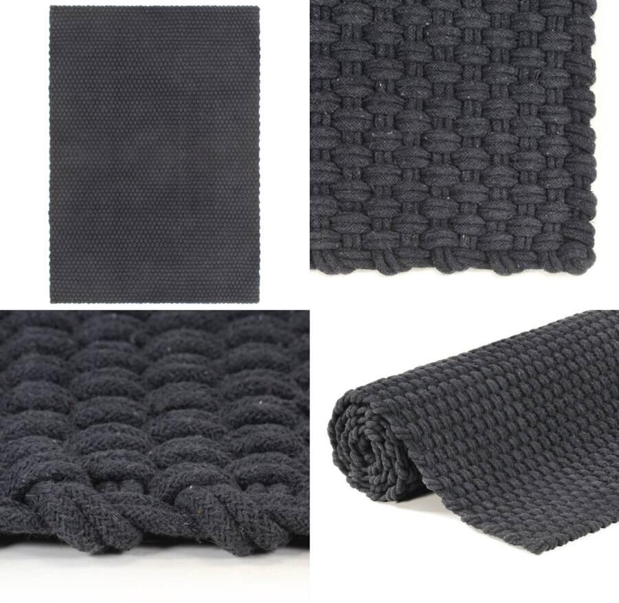 VidaXL Vloerkleed rechthoekig 160x230 cm jute antracietkleurig Vloerkleed Vloerkleden Kleed Tapijt