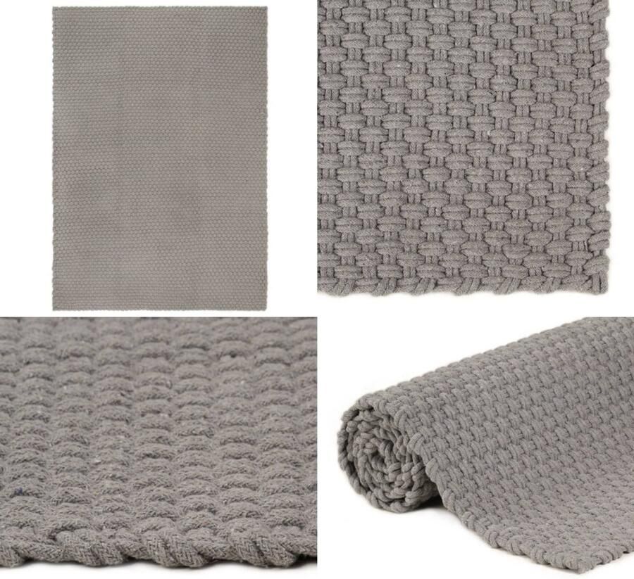 VidaXL Vloerkleed rechthoekig 160x230 cm katoen grijs Vloerkleed Vloerkleden Kleed Tapijt