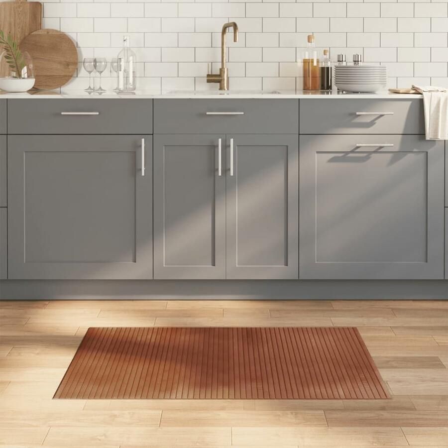 VidaXL Vloerkleed Rechthoekig 60x100 cm Bamboe Bruin Bamboetapijt Vloertapijt Woonaccessoire Kamerdecoratie Bruine Tapijt