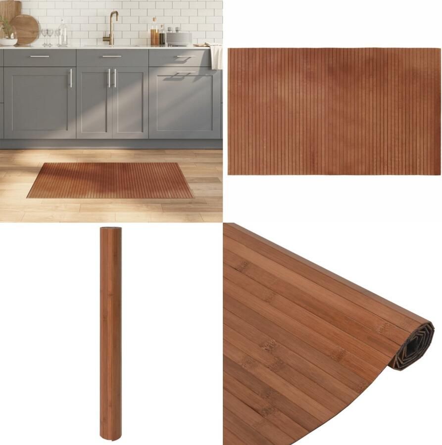 VidaXL Vloerkleed rechthoekig 60x100 cm bamboe bruin Vloerkleed Vloerkleden Tapijt Vloerbedekking