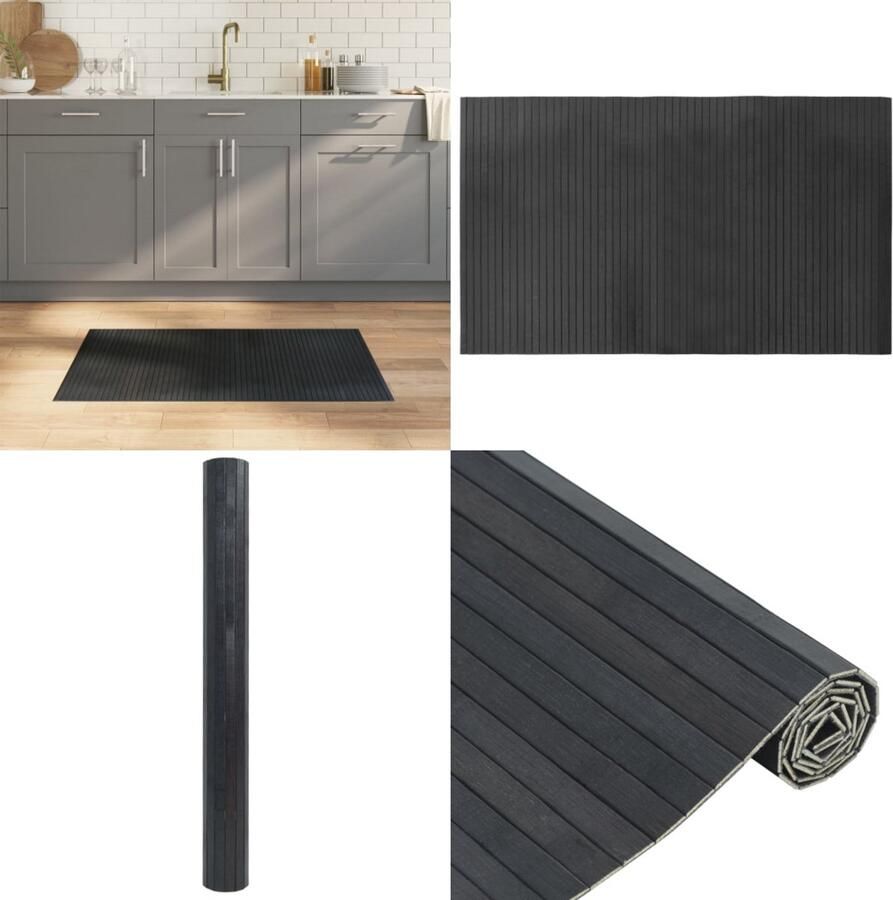 VidaXL Vloerkleed rechthoekig 60x100 cm bamboe grijs Vloerkleed Vloerkleden Tapijt Vloerbedekking