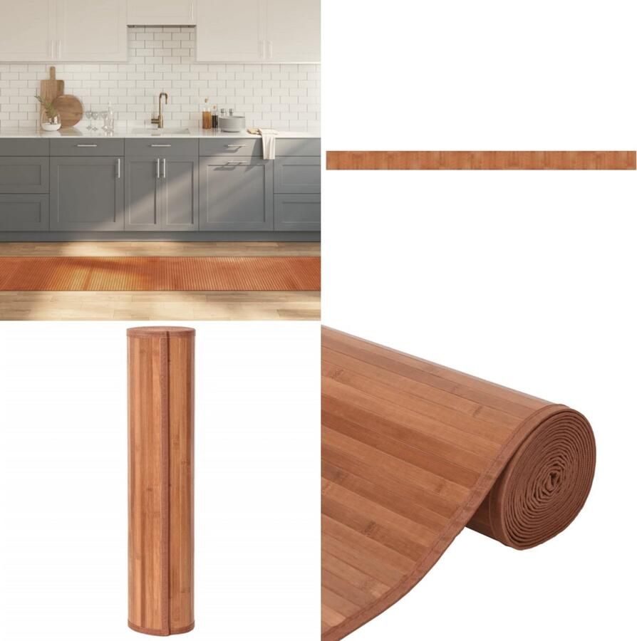 VidaXL Vloerkleed rechthoekig 60x1000 cm bamboe bruin Vloerkleed Vloerkleden Tapijt Vloerbedekking