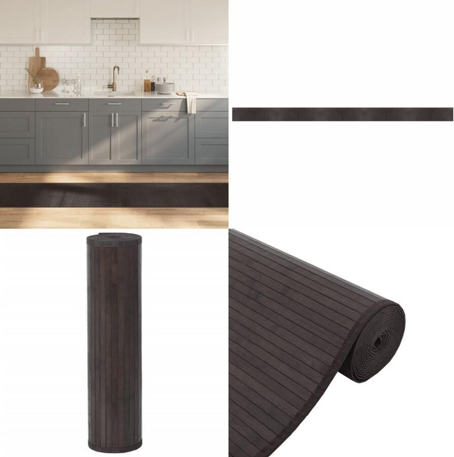VidaXL Vloerkleed rechthoekig 60x1000 cm bamboe donkerbruin Vloerkleed Vloerkleden Tapijt Vloerbedekking
