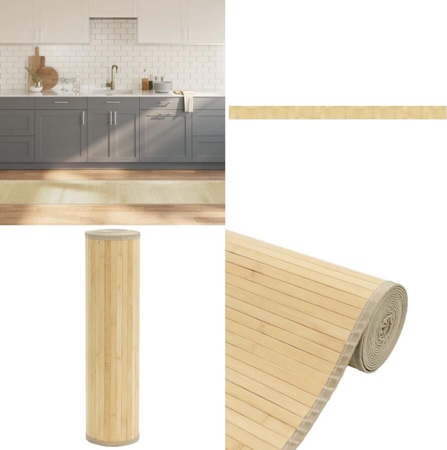 VidaXL Vloerkleed rechthoekig 60x1000 cm bamboe lichtnaturel Vloerkleed Vloerkleden Tapijt Vloerbedekking