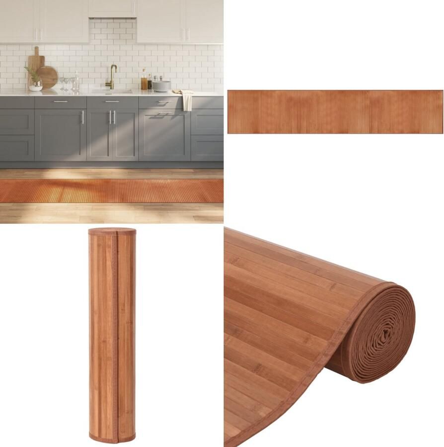 VidaXL Vloerkleed rechthoekig 60x300 cm bamboe bruin Vloerkleed Vloerkleden Tapijt Vloerbedekking