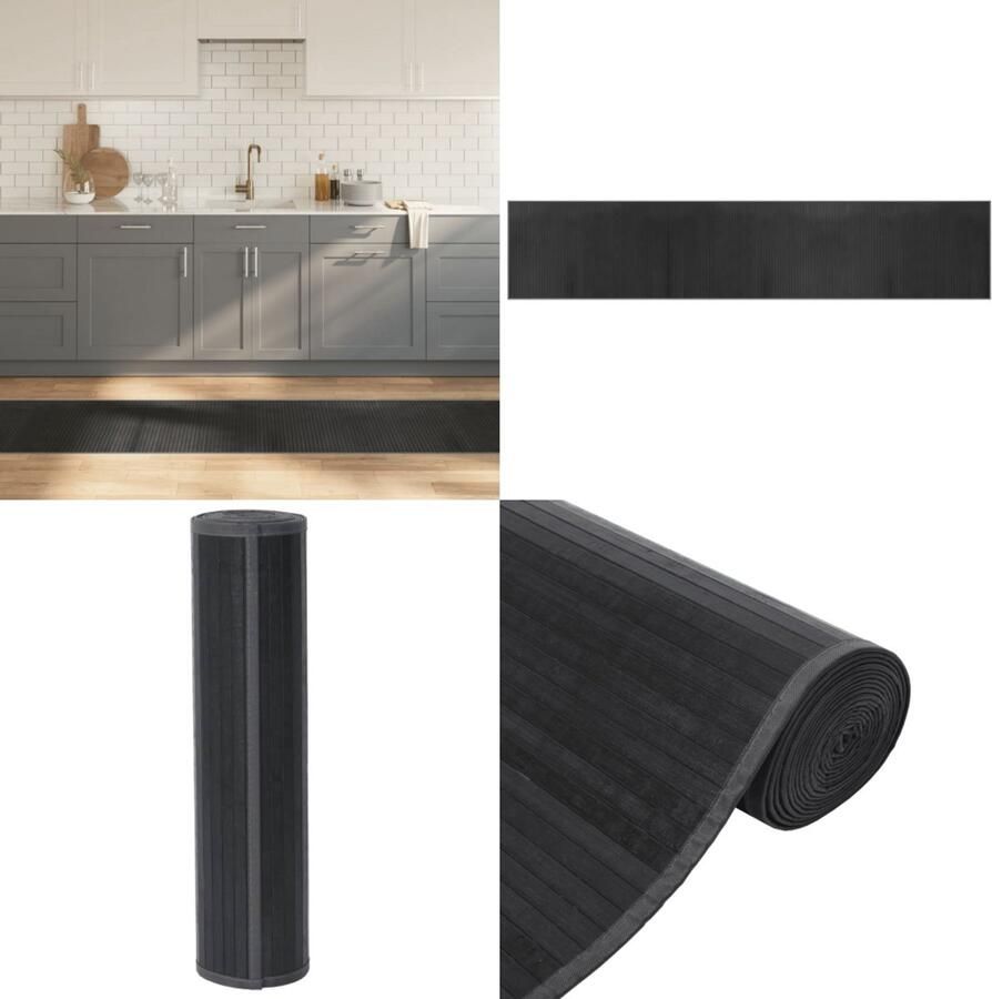 VidaXL Vloerkleed rechthoekig 60x300 cm bamboe grijs Vloerkleed Vloerkleden Tapijt Vloerbedekking