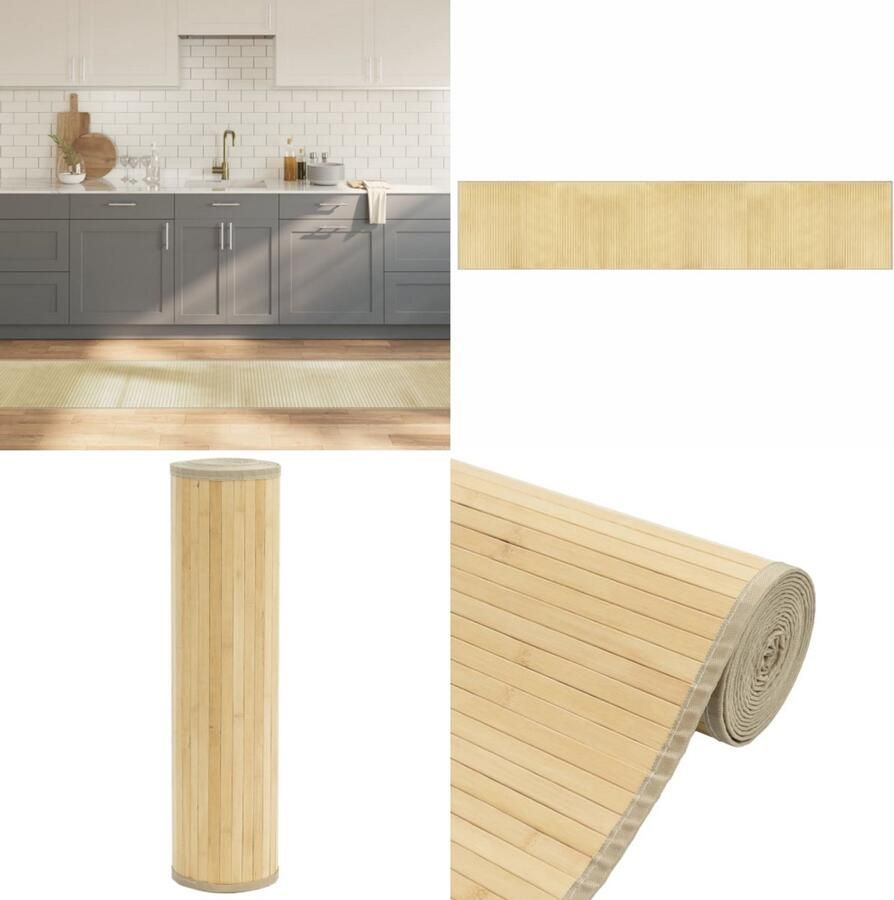 VidaXL Vloerkleed rechthoekig 60x300 cm bamboe lichtnaturel Vloerkleed Vloerkleden Tapijt Vloerbedekking