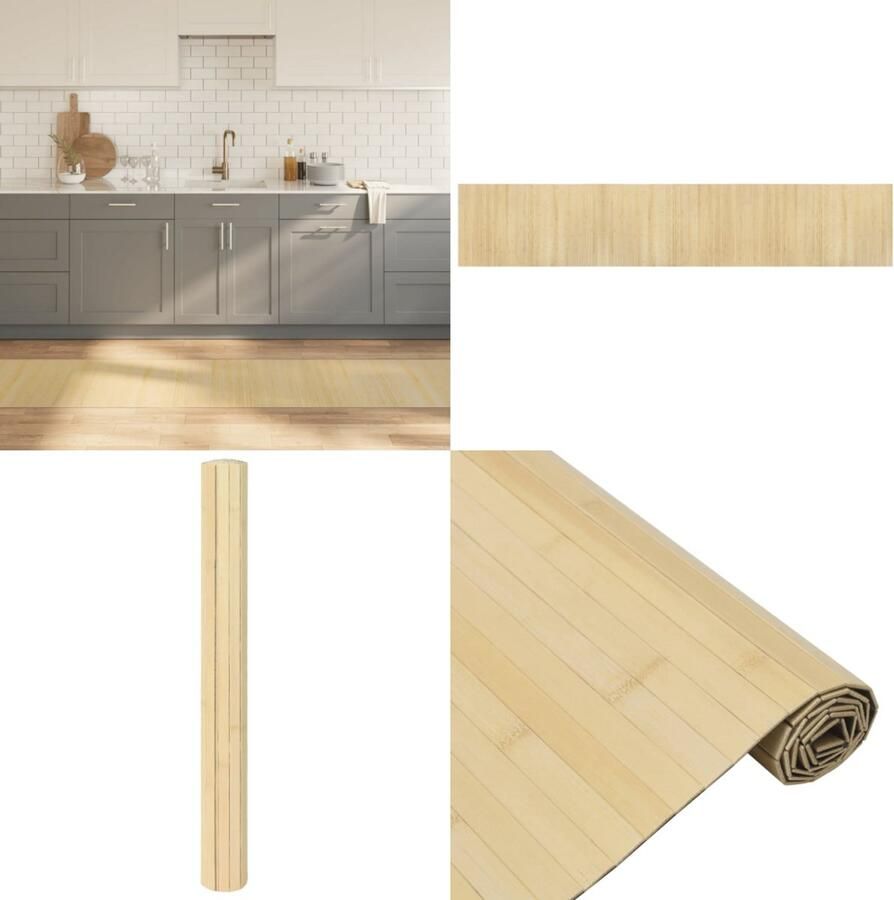 VidaXL Vloerkleed rechthoekig 60x300 cm bamboe lichtnaturel Vloerkleed Vloerkleden Tapijt Vloerbedekking