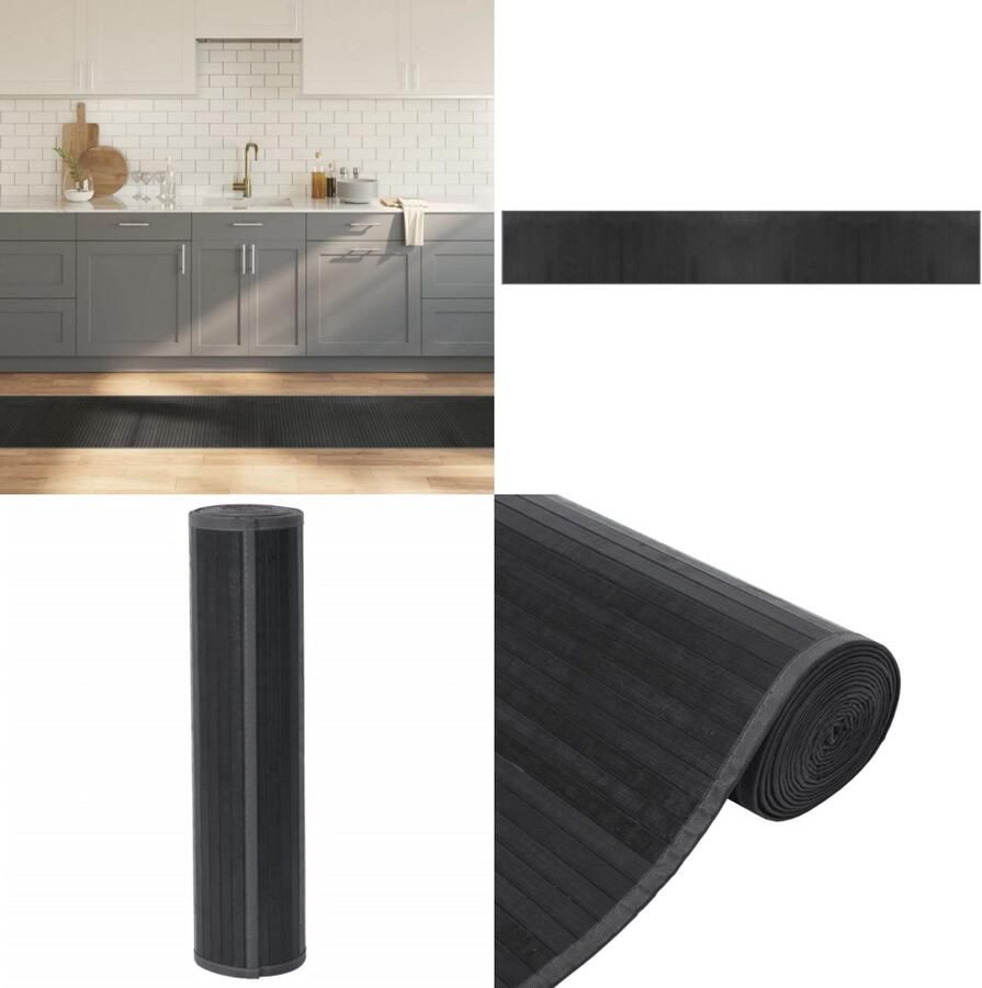 VidaXL Vloerkleed rechthoekig 60x400 cm bamboe grijs Vloerkleed Vloerkleden Tapijt Vloerbedekking