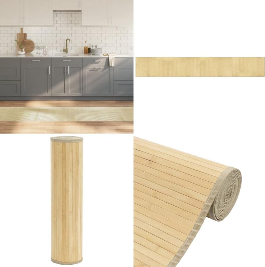 VidaXL Vloerkleed rechthoekig 60x400 cm bamboe lichtnaturel Vloerkleed Vloerkleden Tapijt Vloerbedekking