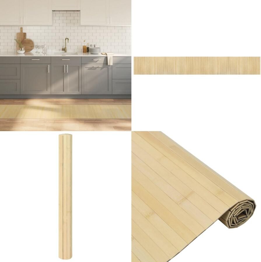 VidaXL Vloerkleed rechthoekig 60x400 cm bamboe lichtnaturel Vloerkleed Vloerkleden Tapijt Vloerbedekking