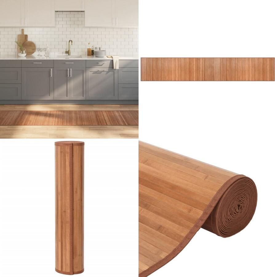 VidaXL Vloerkleed rechthoekig 60x400 cm bamboe naturel Vloerkleed Vloerkleden Tapijt Vloerbedekking