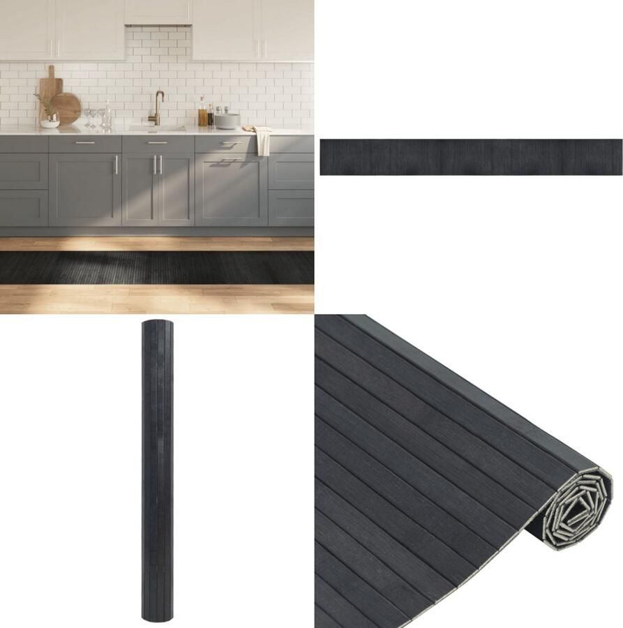 VidaXL Vloerkleed rechthoekig 60x500 cm bamboe grijs Vloerkleed Vloerkleden Tapijt Vloerbedekking