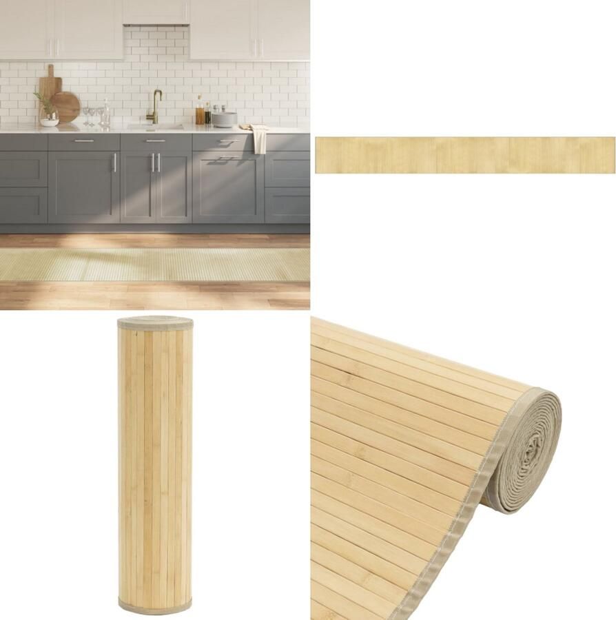 VidaXL Vloerkleed rechthoekig 60x500 cm bamboe lichtnaturel Vloerkleed Vloerkleden Tapijt Vloerbedekking