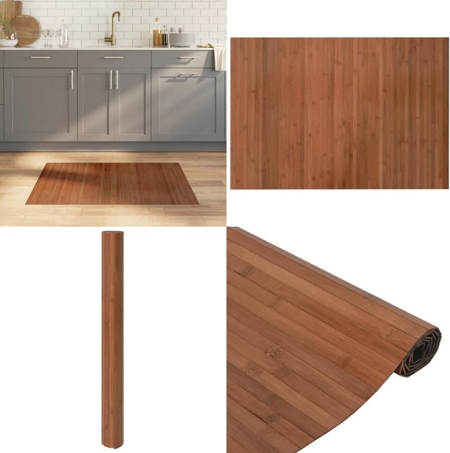 VidaXL Vloerkleed rechthoekig 70x100 cm bamboe bruin Vloerkleed Vloerkleden Tapijt Vloerbedekking