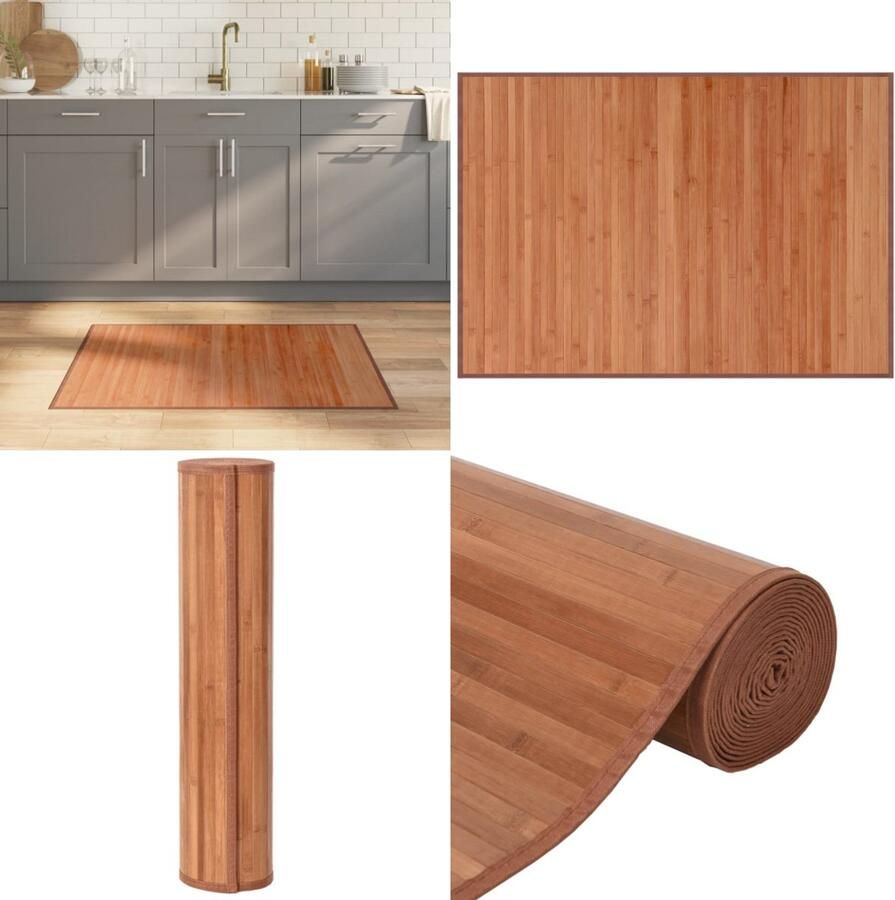 VidaXL Vloerkleed rechthoekig 70x100 cm bamboe bruin Vloerkleed Vloerkleden Tapijt Vloerbedekking
