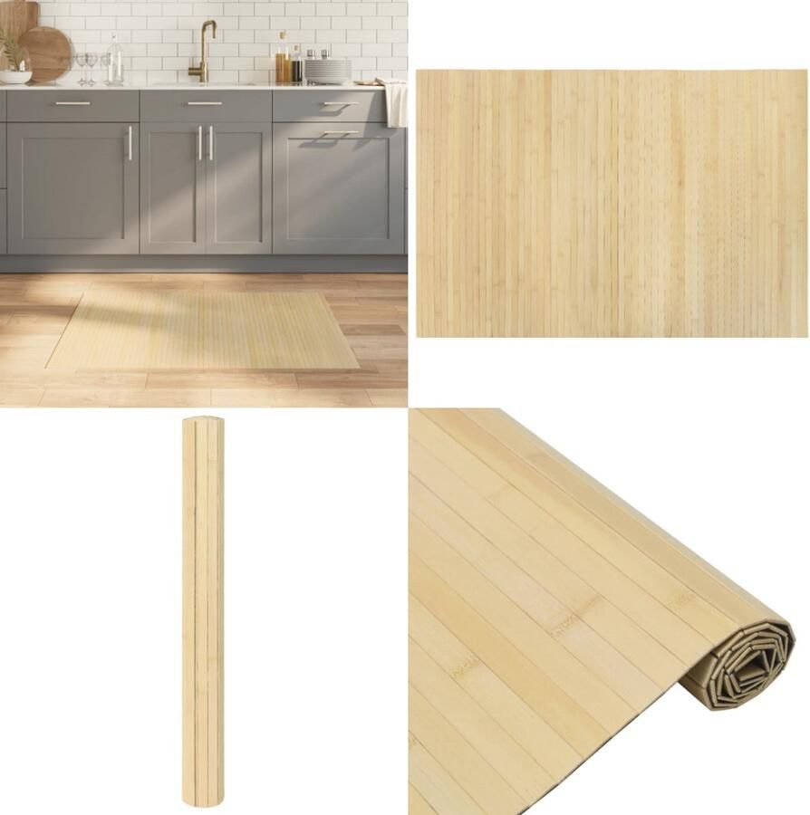 VidaXL Vloerkleed rechthoekig 70x100 cm bamboe lichtnaturel Vloerkleed Vloerkleden Tapijt Vloerbedekking