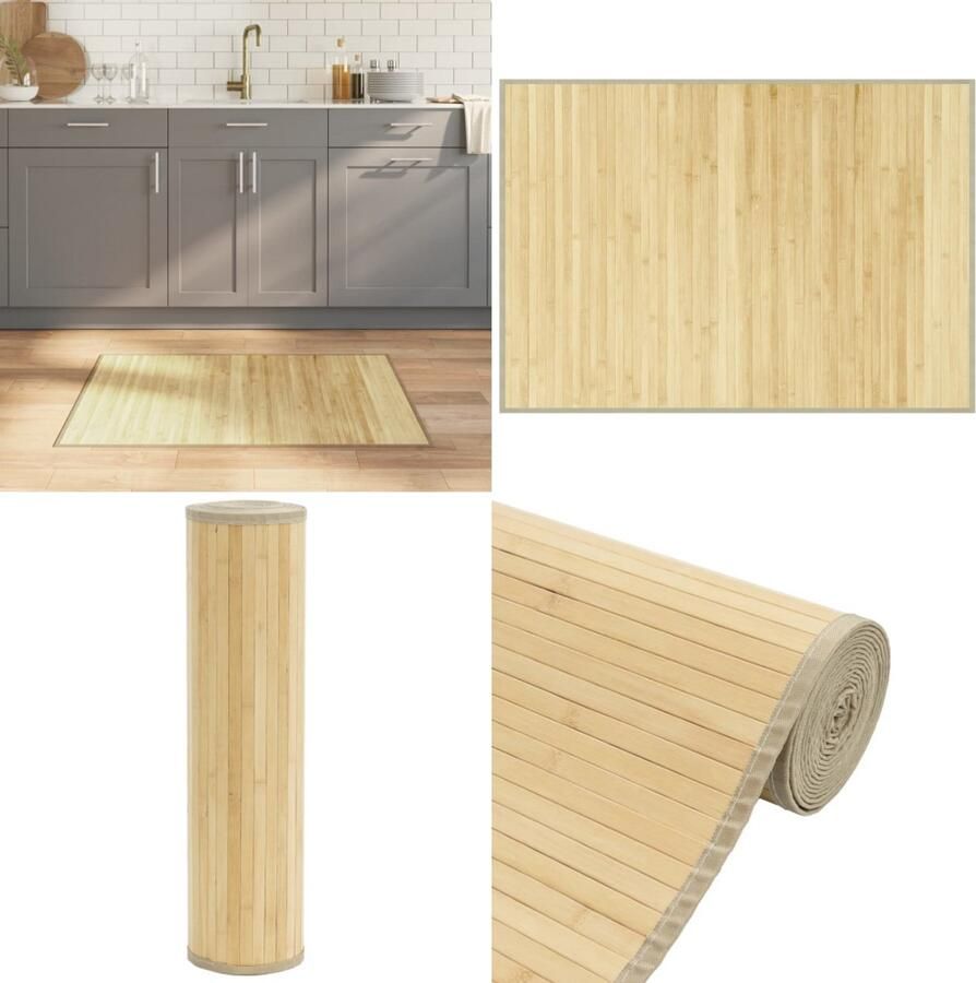 VidaXL Vloerkleed rechthoekig 70x100 cm bamboe lichtnaturel Vloerkleed Vloerkleden Tapijt Vloerbedekking