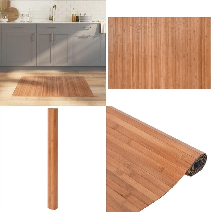 VidaXL Vloerkleed rechthoekig 70x100 cm bamboe naturel Vloerkleed Vloerkleden Tapijt Vloerbedekking
