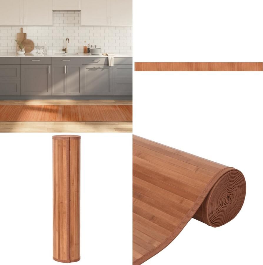 VidaXL Vloerkleed rechthoekig 70x1000 cm bamboe bruin Vloerkleed Vloerkleden Tapijt Vloerbedekking