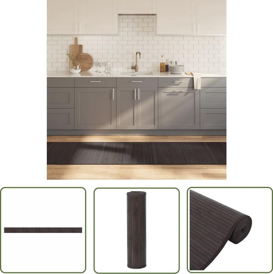 The Living Store Bamboe Tapijt Donkerbruin Anti-slip 70 x 1.000 cm Duurzaam Bamboe Tapijt Donkere Vloertegels Decoratie Accessoires Living Room Design Vloerbedekking