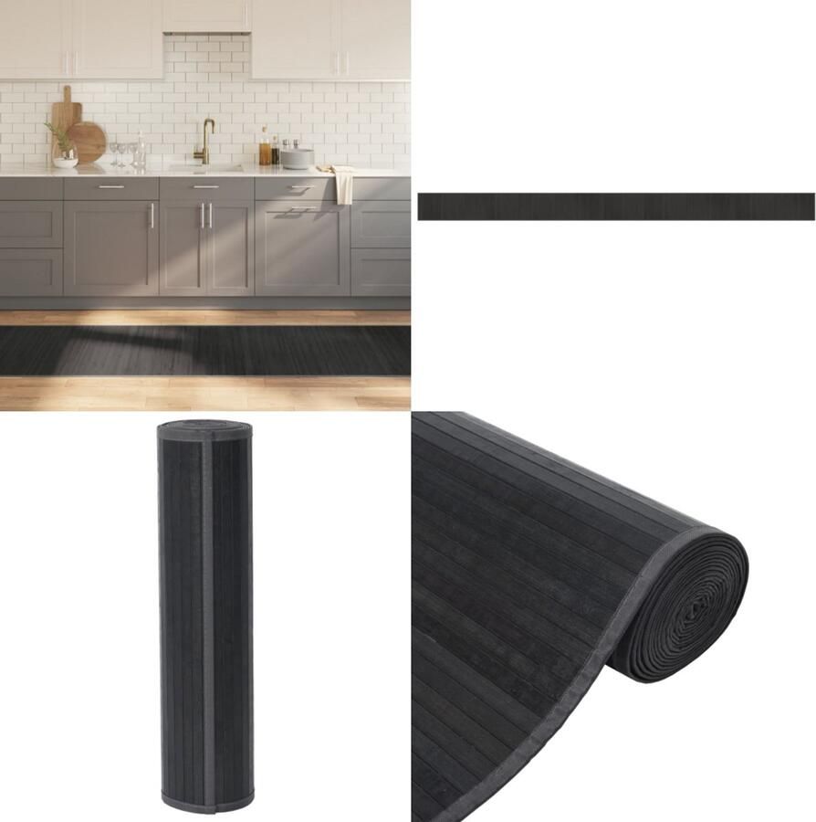 VidaXL Vloerkleed rechthoekig 70x1000 cm bamboe grijs Vloerkleed Vloerkleden Tapijt Vloerbedekking