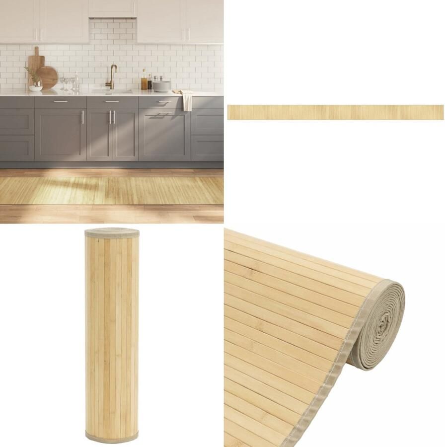The Living Store Vloerkleed rechthoekig 70x1000 cm bamboe lichtnaturel Bamboetapijt Vloerkleden Woondecoratie Livingroom Decor Modern Tapijt