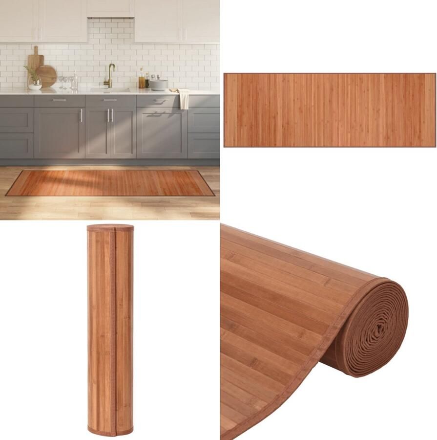 VidaXL Vloerkleed rechthoekig 70x200 cm bamboe bruin Vloerkleed Vloerkleden Tapijt Vloerbedekking