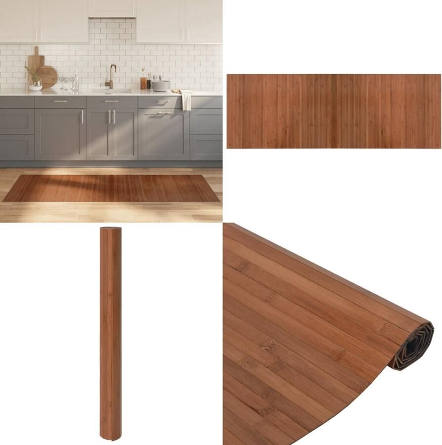 The Living Store Vloerkleed rechthoekig 70x200 cm bamboe bruin Bamboe Tapijt Vloerkleed Modern Tapijt Kamerdecoratie Living Room Decor - Foto 3