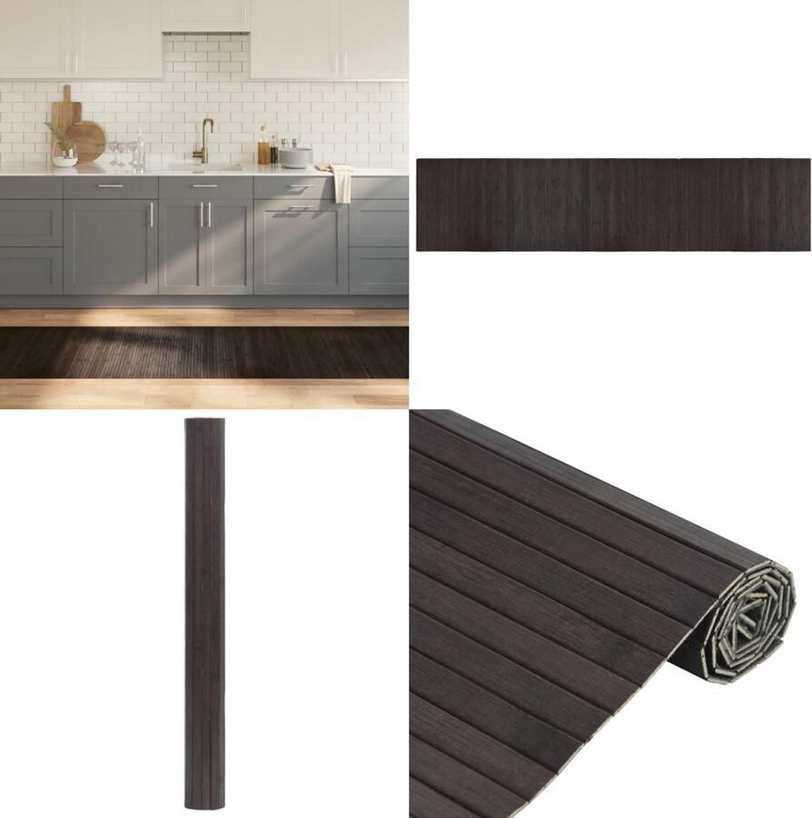 VidaXL Vloerkleed rechthoekig 70x300 cm bamboe donkerbruin Vloerkleed Vloerkleden Tapijt Vloerbedekking