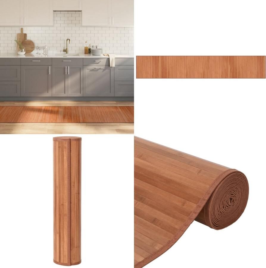 VidaXL Vloerkleed rechthoekig 70x400 cm bamboe bruin Vloerkleed Vloerkleden Tapijt Vloerbedekking