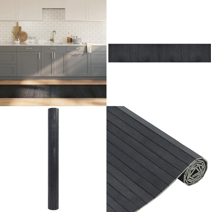 VidaXL Vloerkleed rechthoekig 70x400 cm bamboe grijs Vloerkleed Vloerkleden Tapijt Vloerbedekking