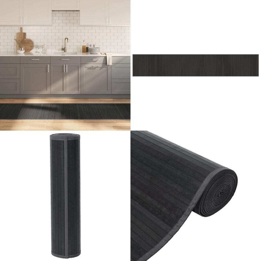 The Living Store Bamboe Tapijt Grijs 70 x 400 cm Duurzaam Anti-slip Bamboetapijt Vloertapijten Tapijt Grijs Modern Tapijt Anti Slip Tapijt - Foto 2