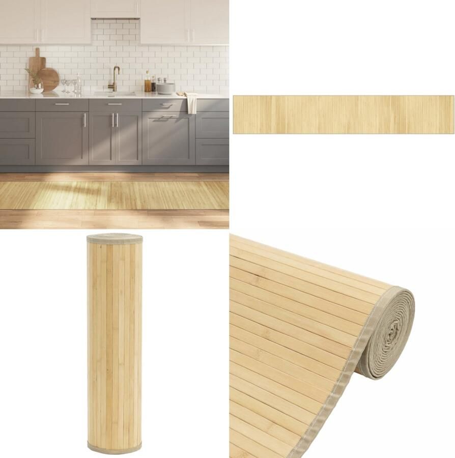 VidaXL Vloerkleed rechthoekig 70x400 cm bamboe lichtnaturel Vloerkleed Vloerkleden Tapijt Vloerbedekking