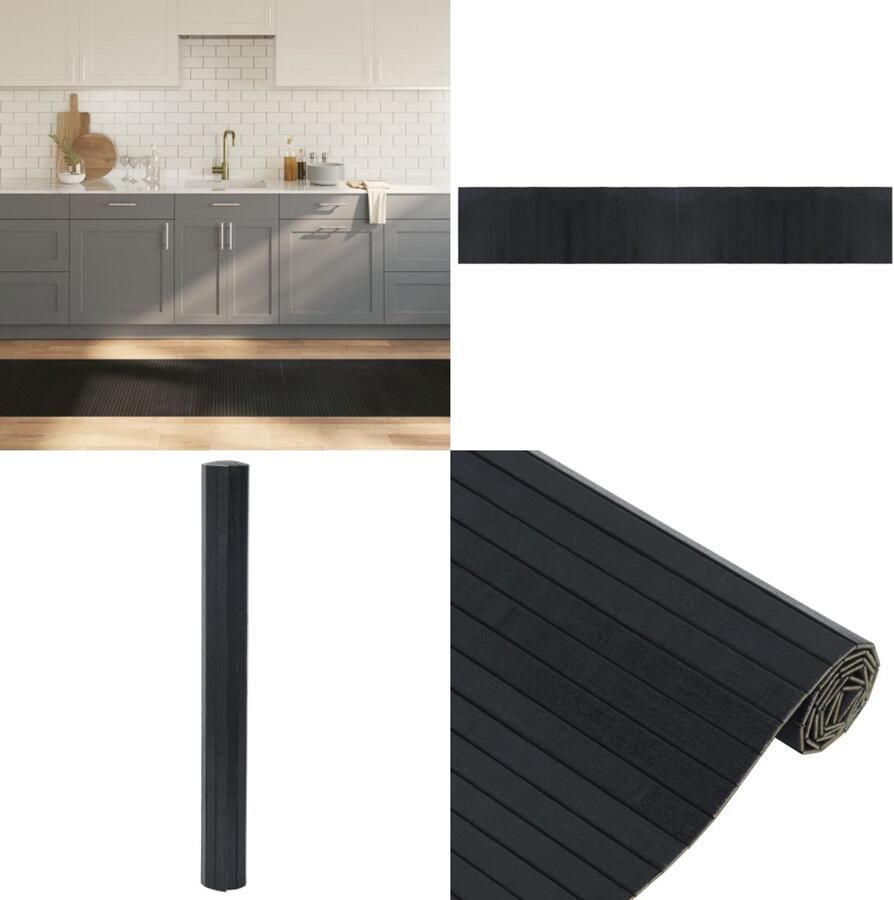 VidaXL Vloerkleed rechthoekig 70x400 cm bamboe zwart Vloerkleed Vloerkleden Tapijt Vloerbedekking