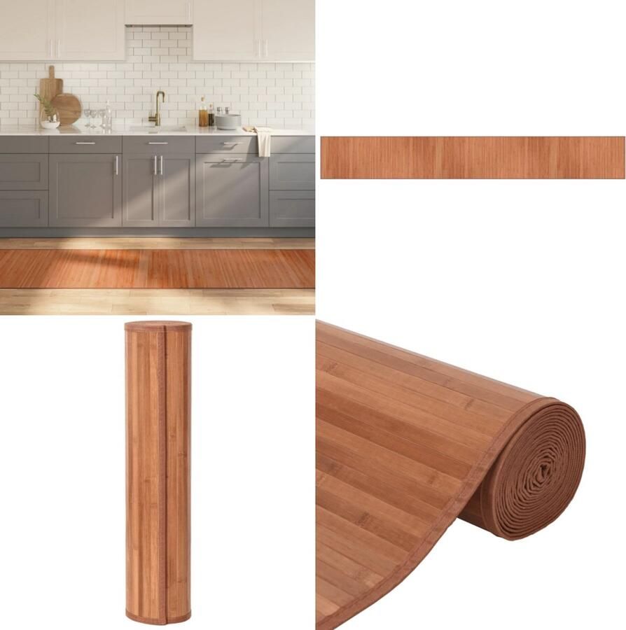 The Living Store Bamboe Vloerkleed 70 x 500 cm Duurzaam en Waterbestendig Bamboevloerkleed Vloerkleed Bruin Tapijt Bamboe Duurzaam Vloerkleed Watervast Vloerkleed - Foto 3