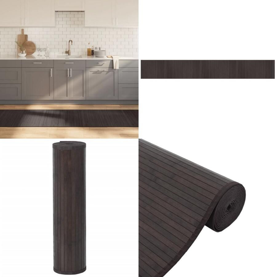 VidaXL Vloerkleed rechthoekig 70x500 cm bamboe donkerbruin Vloerkleed Vloerkleden Tapijt Vloerbedekking