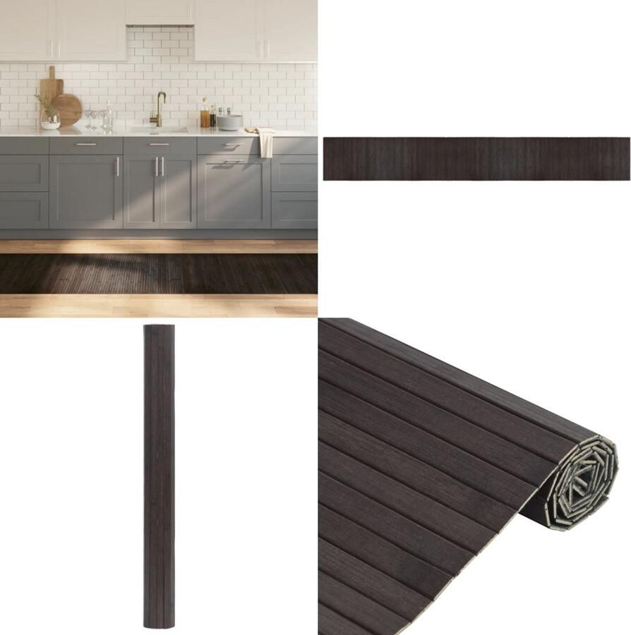 VidaXL Vloerkleed rechthoekig 70x500 cm bamboe donkerbruin Vloerkleed Vloerkleden Tapijt Vloerbedekking