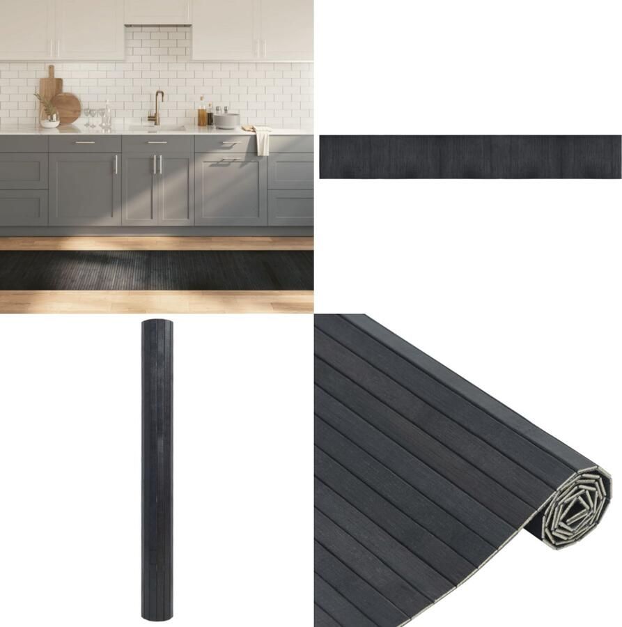 VidaXL Vloerkleed rechthoekig 70x500 cm bamboe grijs Vloerkleed Vloerkleden Tapijt Vloerbedekking