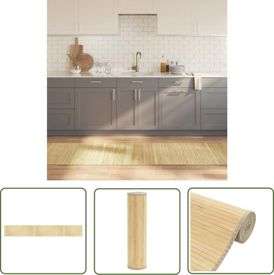 The Living Store Vloerkleed rechthoekig 70x500 cm bamboe lichtnaturel Bamboetapijt Vloerkleden Natuurlijk Tapijt Modern Tapijt Lange Tapijt - Foto 2