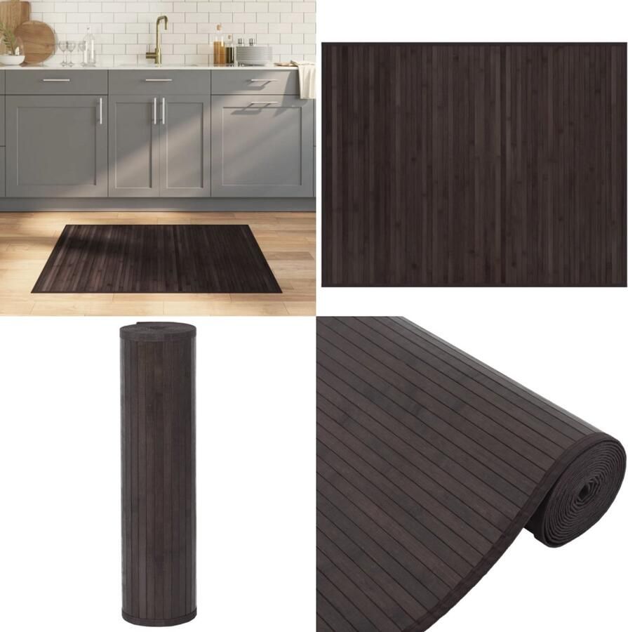 VidaXL Vloerkleed rechthoekig 80x100 cm bamboe donkerbruin Vloerkleed Vloerkleden Tapijt Vloerbedekking