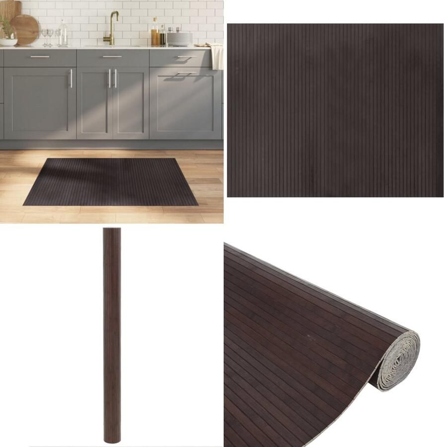 VidaXL Vloerkleed rechthoekig 80x100 cm bamboe donkerbruin Vloerkleed Vloerkleden Tapijt Vloerbedekking
