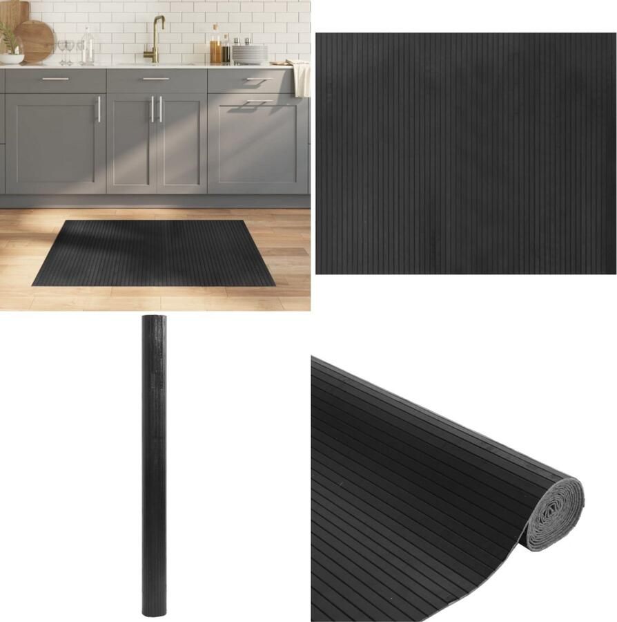 VidaXL Vloerkleed rechthoekig 80x100 cm bamboe grijs Vloerkleed Vloerkleden Tapijt Vloerbedekking