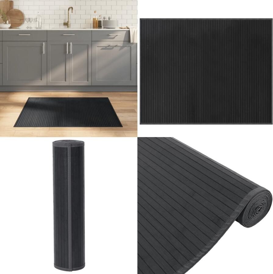 VidaXL Vloerkleed rechthoekig 80x100 cm bamboe grijs Vloerkleed Vloerkleden Tapijt Vloerbedekking