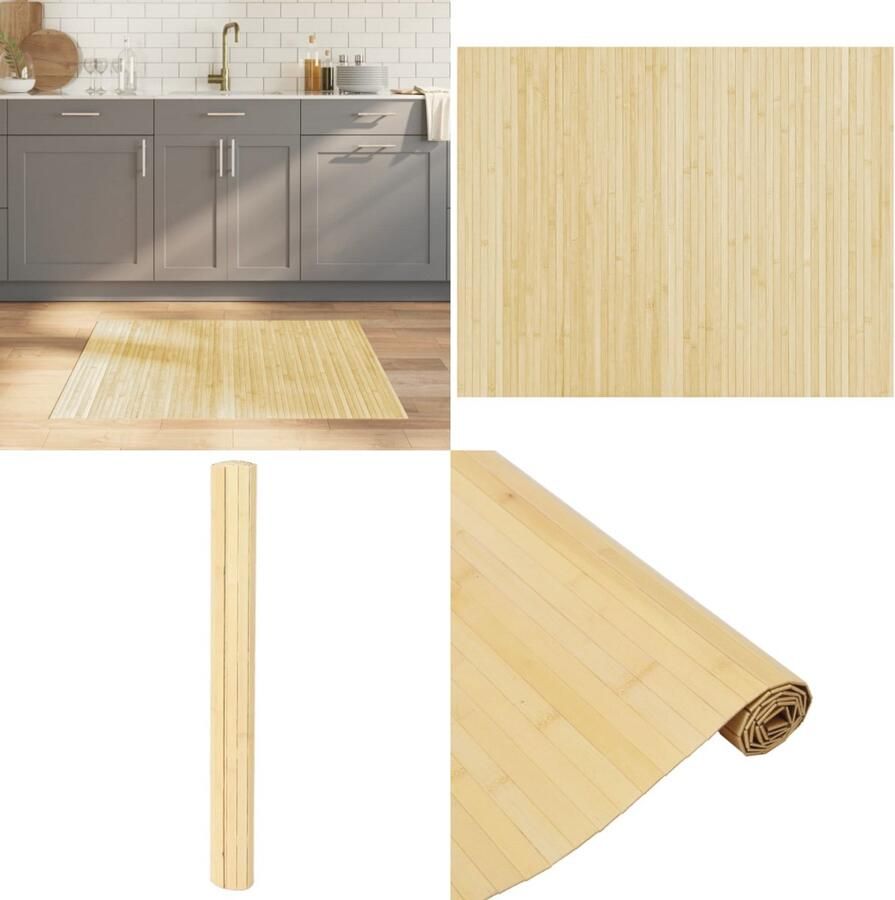 VidaXL Vloerkleed rechthoekig 80x100 cm bamboe lichtnaturel Vloerkleed Vloerkleden Tapijt Vloerbedekking
