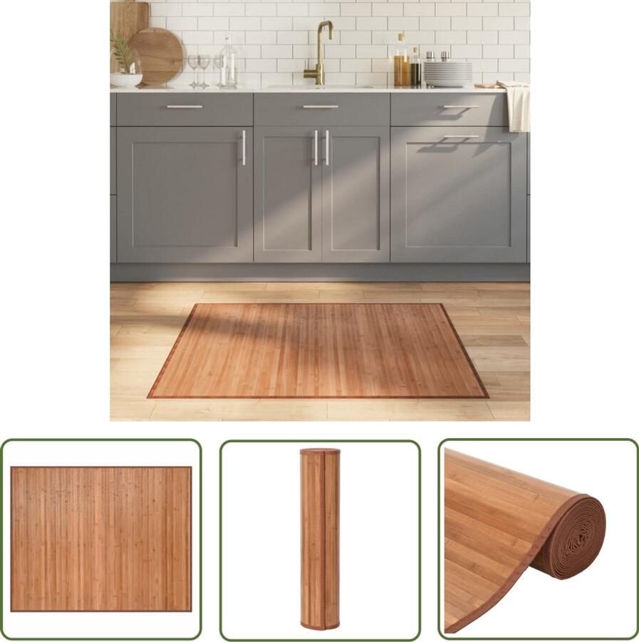 VidaXL Vloerkleed Rechthoekig 80x100 cm Bamboe Naturel Bamboetapijt Vloertapijt Woonaccessoire Kamerdecoratie Natuurlijk Tapijt - Foto 2